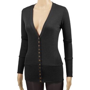 Color Story Button-Up Black Cardigan